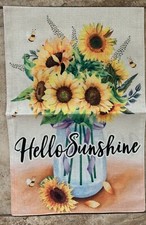 Garden Flag Hello Sunshine Spring Sunflower 12 X 18 In Double Sided Burlap