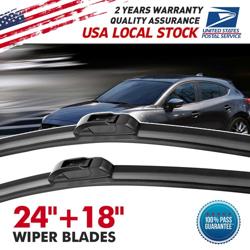 Front Windshield Wiper Blades Pair 24"+18" All Season For Lexus RC300 2017-2018