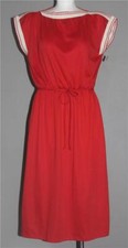 VTG ITEMS of California Red Sleeveless Scalloped Neck Knit Dress Wm's 14 (L) NWT