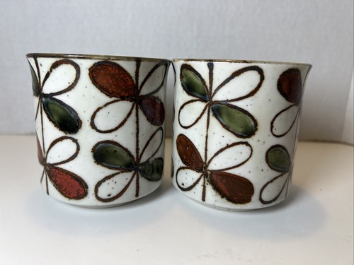 (2) Vintage Otagiri Japan Speckled Stoneware Floral Coffee Cup Mugs Flowers - Picture 4 of 8