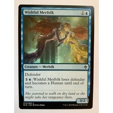 MTG Magic The Gathering Wishful Merfolk Deckmaster Card Blue Throne of Eldraine