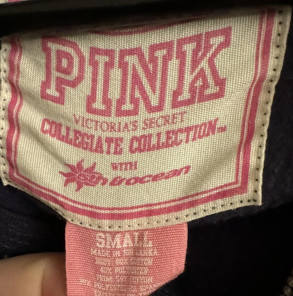 UNDERCOVER Victoria's Secret Rosa Auburn University Navy Felpa con Cappuccio Zip Giacca Donna Small S