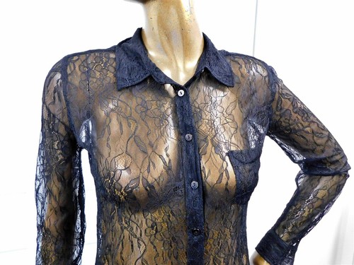 Equipment Femme blusa nera con bottoni in pizzo taglia L - Foto 3 di 4