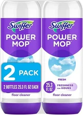 Swiffer Power Mop Refill Solution, Fresh Scent Floor Cleaner, 25.3 oz (2 Pack)