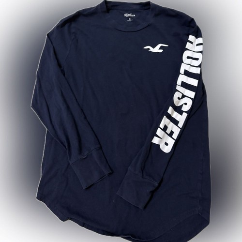 Men's Hollister long-sleeve t-shirt with "Hollister" on sleeve & back - XS