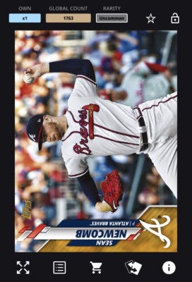 [DIGITAL CARD] Topps Bunt -  Sean Newcomb - Physical Base Series 1 Gold Uncommon