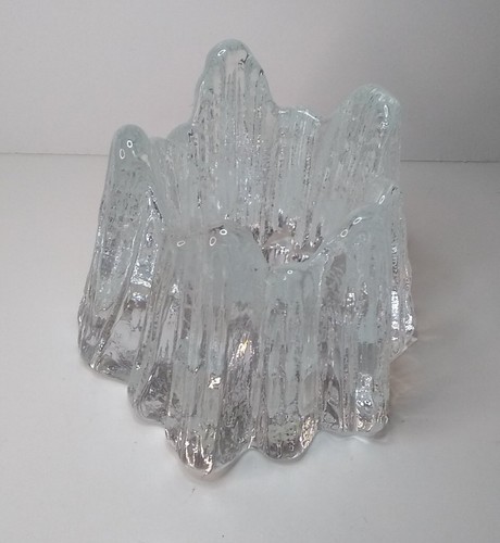 Vintage Nybro Sweden Crystal Iceberg volcano Candle Holder Glass 50’s 3.5"x4.5" - Picture 2 of 12