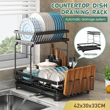 Kitchen Dish Cup Drying Rack Utensil Drainer Dryer Tray Cutlery Holder Organizer