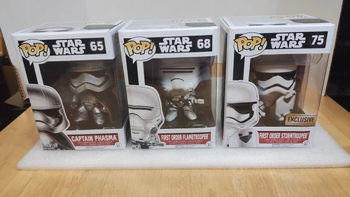 Funko Pop-Star Wars-(set of 3)-Captain Phasma#65,Flametrooper#68,Stormtrooper#75