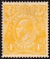 Australia Scott #  31a VF Unused 1915 King George V 4 Pence Yellow