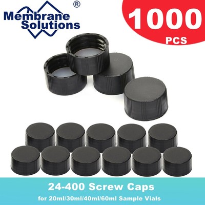 1000x Black Cap Universal 24-400 Screw Caps for 20ml/30ml/40ml/60ml Sample Vials