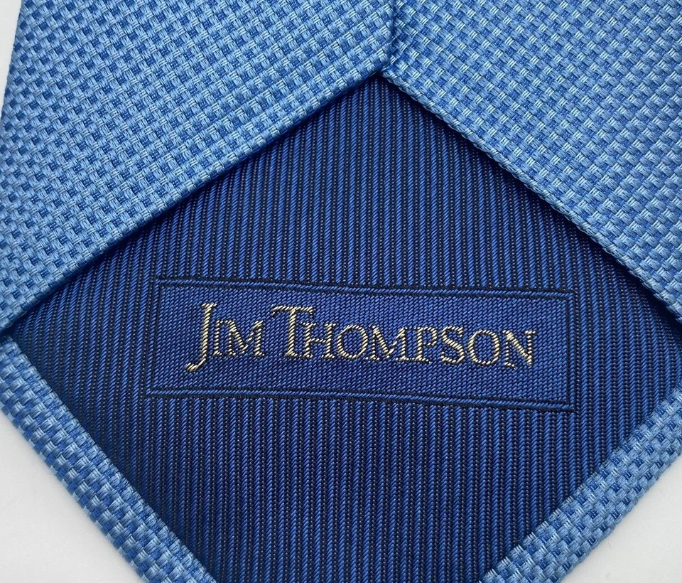 Corbata para hombre Jim Thompson azul texturizada 100 % seda Foto 3 de 4