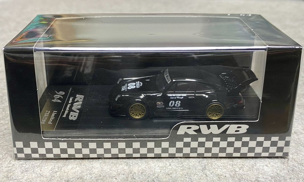 Flame 1: 64 Porsche wide-body modified sports car model 993/964 RWB
