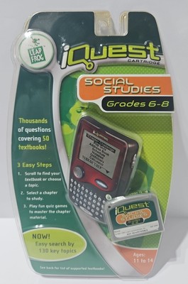 Leap Frog iQuest Social Studies Cartridge Grades 6-8 NEW