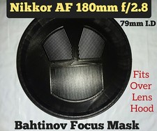 Bahtinov Mask for Nikkor AF 180mm f2.8 lens New Design, fits on lens hood.