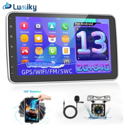 10.1 Zoll 1 DIN Autoradio mit GPS WiFi USB 180° Rotatable Screen Android 13 +Kam
