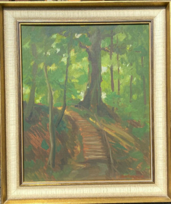 :: OIL PAINTING SIGN. BERGER BEZ.GÜNZBURG NEAR KREUZBERG HIKING TRAIL IN THE DANUBE SLOPE