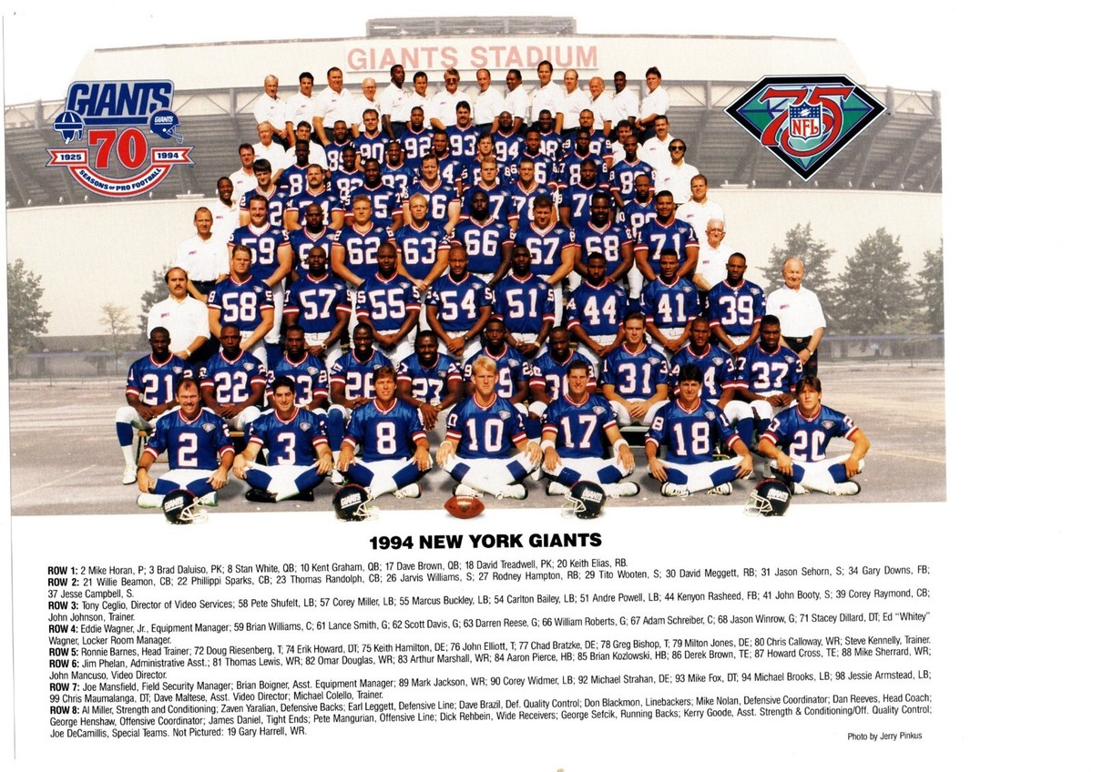 VINTAGE ORIGINAL 1994 NEW YORK GIANTS 8x10 TEAM PHOTO FOOTBALL NFL