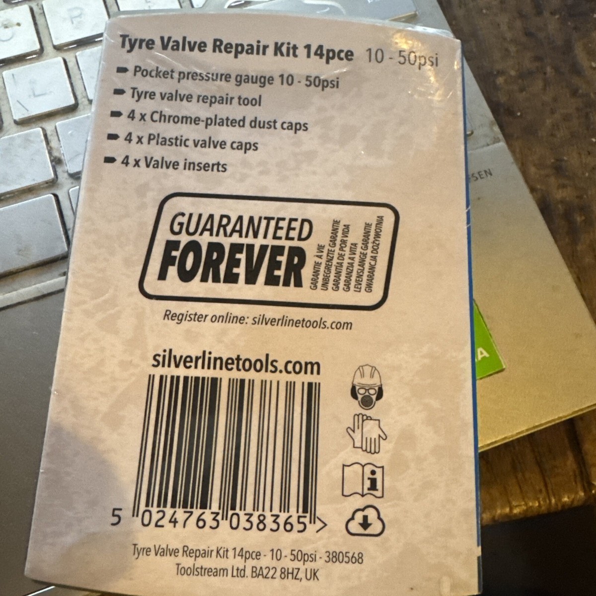 Silverline Tyre Valve Repair Kit 14pce 380568 10 50 Psi Caps Valves Tools