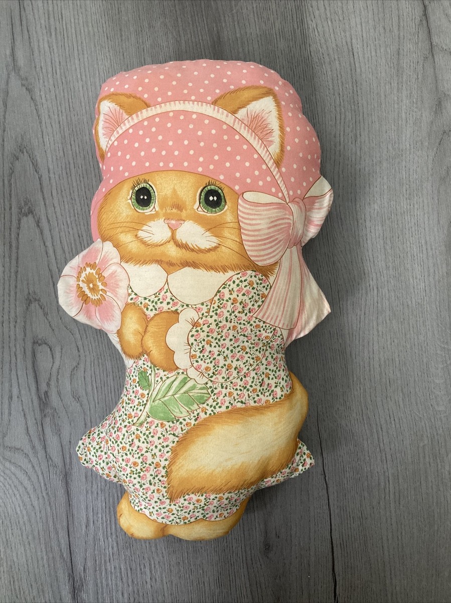 Vintage Spring Mills pink bonnet cat In Calico Dress Pattern