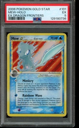 PSA 5 EX Pokemon Mew Gold Star EX Dragon Frontiers Holo 101/101