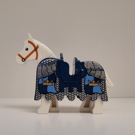 LEGO Castle - White Horse & Barding, Ruffled Edge, Gold Crowns - 2490pb06