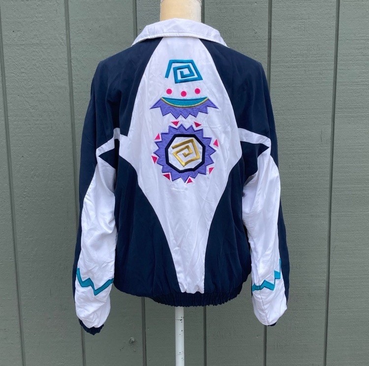 RARA giacca da pista vintage Fila ricamata grafica zip