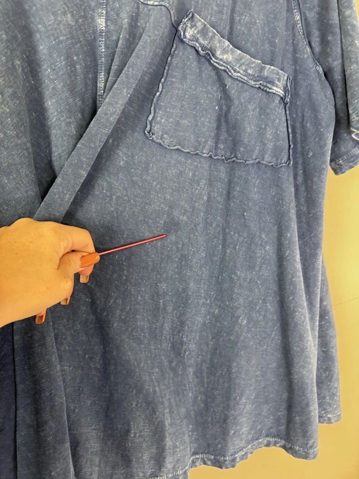 Eri + Ali женщин L ассиметричный верхний качели карман коротким рукавом футболка богемное Lagenlook - Изображение 3 из 4