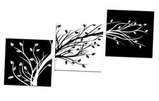 Leaves Modern 3 Panels Flowers Artwork Giclee 12x12inchx3pcs 30x30cmx3pcs 