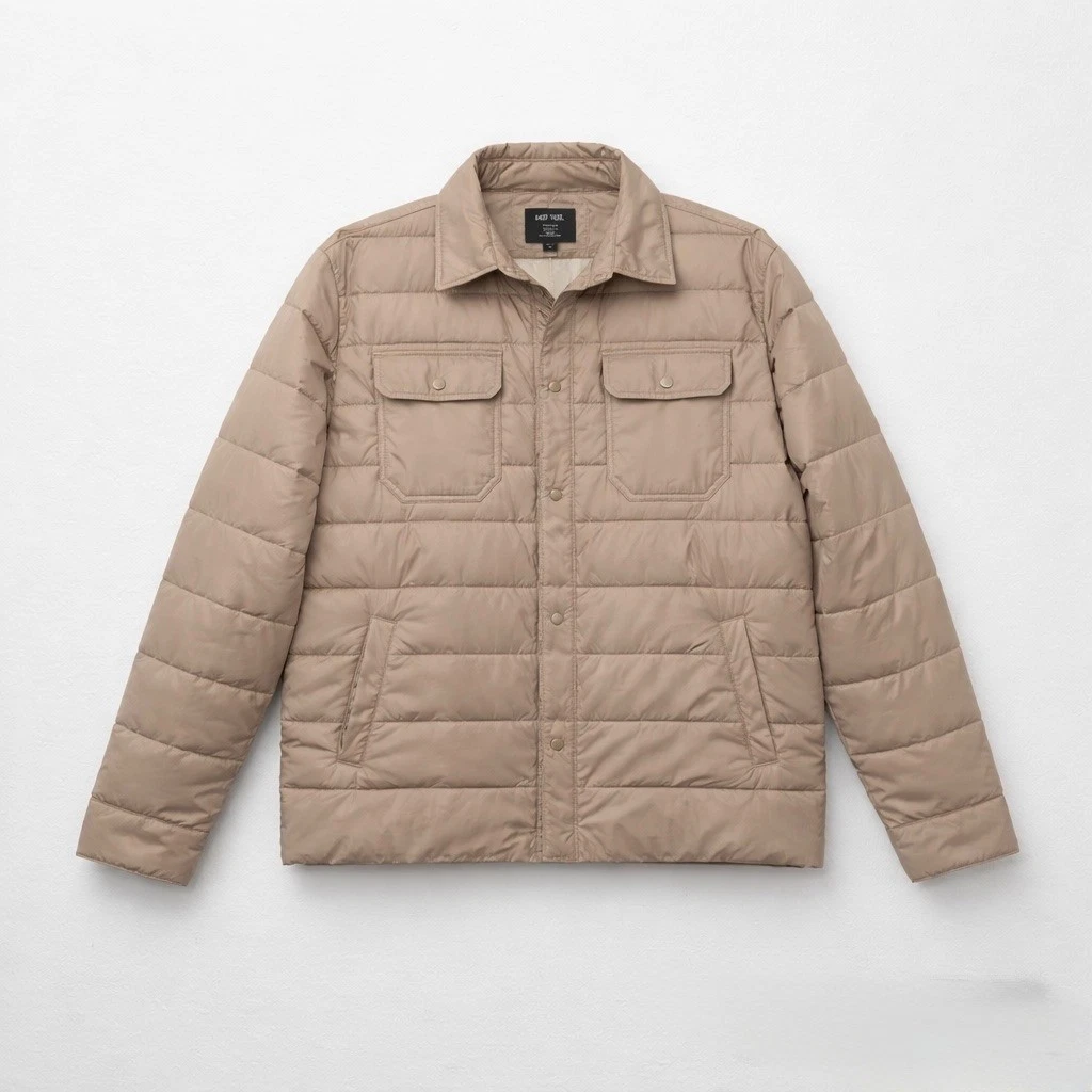 NEW! MENS NAVY YARD BEIGE QUILTED LIGHTWEIGHT JACKET. COLOR KHAKI SIZE MEDIUM