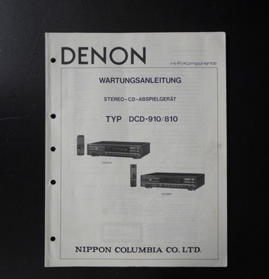Original DENON DCD-910/810 Wartungsanleitung/Service Manual CD Player S39