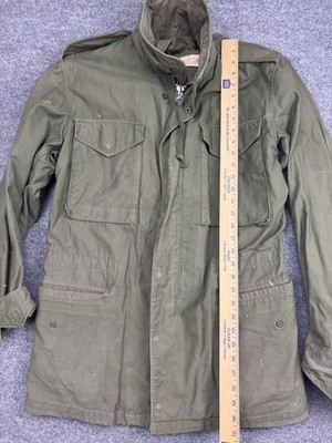 Vintage US Army M-65 Field Jacket Mens Small Long Olive Green