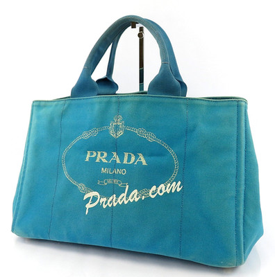 Authentic PRADA Canapa Blue Canvas Hand Tote Bag Purse #63563 | eBay