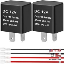 2PCS 2 Pin Flasher Relay 12V Flash Adjustable Fixes Bikes Motorcycle LED