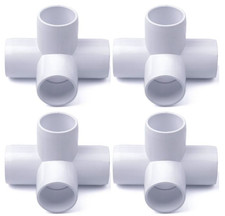 4-Pack 1 in. PVC 4-Way Elbow Fittings ASTM SCH40 Furniture-Grade Connectors