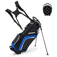 GYMAX Golf Stand Bag Golf Club Bag Men & Women w/ 14 Way Top Dividers Blue