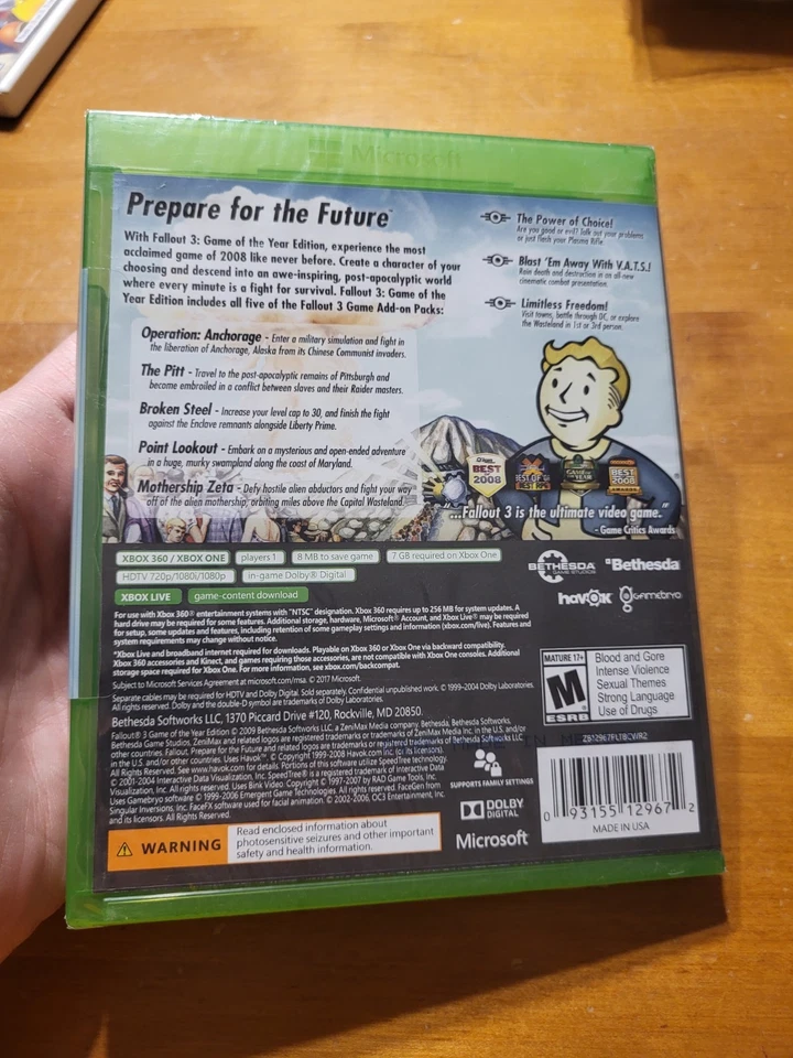 Xbox One 360 Fallout 3 Game of the Year Edition GOTY Greatest Hits GREEN CASE - Image 2 of 4