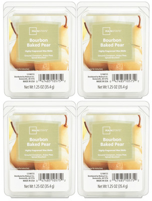 4 Mainstays BOURBON BAKED PEAR Highly Fragranced Scented Wax Cube Melts