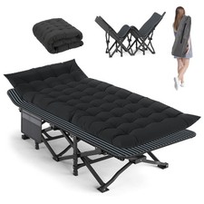 Camping Cot, 28'' Wide Rollaway Bed for Adult with 75'' x x 15'', Black