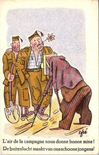 Comics Photographer Taking A Picture With A Camera Of Soldiers Postcard - Efie