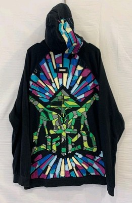 LRG Lifted Research Group Hoodie XL Black Graphic Zip Up Streetwear 54 #97