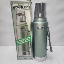 Aladdin Stanley Vintage 1988 Quart Green Steel Thermos Pour-Thru Box USA A-944DH