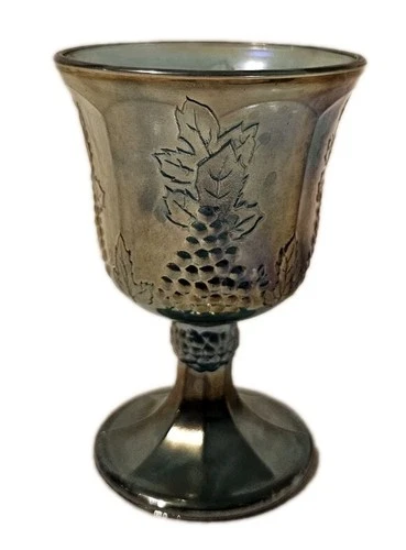 INDIANA GLASS Vintage BLUE CARNIVAL Harvest / Grape Pattern USA 5 3/8” STEM WINE