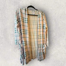 Lularoe Caroline Cardigan Sweater XL Pink And Green Plaid Pattern NWT