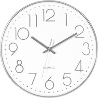 Wanduhr Modern Lautlos Silber Groß Zahlen Quarzwerk 30 Cm FüR KüChe Wohnzimmer