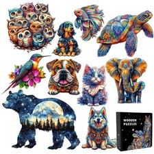 3D Wooden Jigsaw Puzzle Mysterious Animal Puzzles Exquisite Gift for Adult Kids