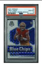 Trey Lance RC Niners 2021 Mosaic BLUE CHIPS WHITE MOSAIC PRIZM /25 PSA 10 🔥💎