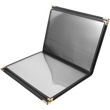 Clear PVC Menu Holder Black Cover Durable Reusable Protective Menu Organizer