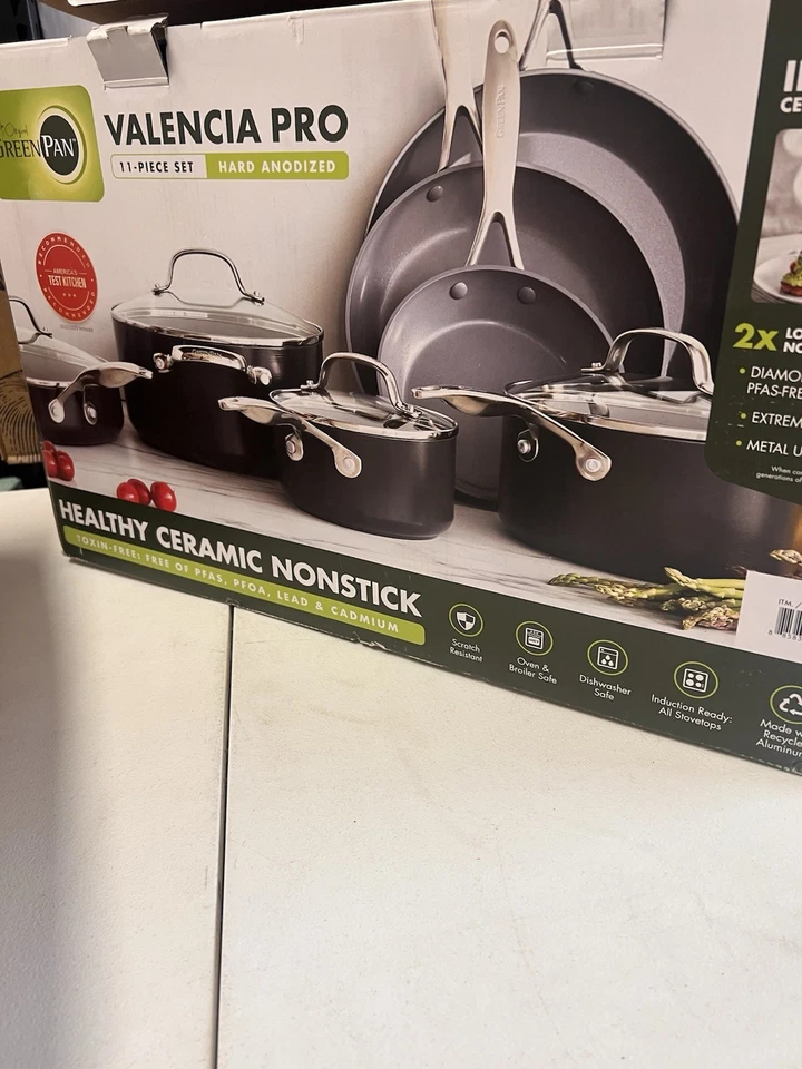 GreenPan Valencia Pro 11 Piece Ceramic Nonstick Cookware Set - BRAND NEW - Image 2 of 3