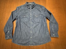     BODEN Women's Western Denim Shirt Blue Pearl Snap Size US 10 EUC 